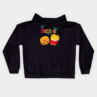 kawaii funny hamburger and fries bestie bestfriend friendship day Kids Hoodie